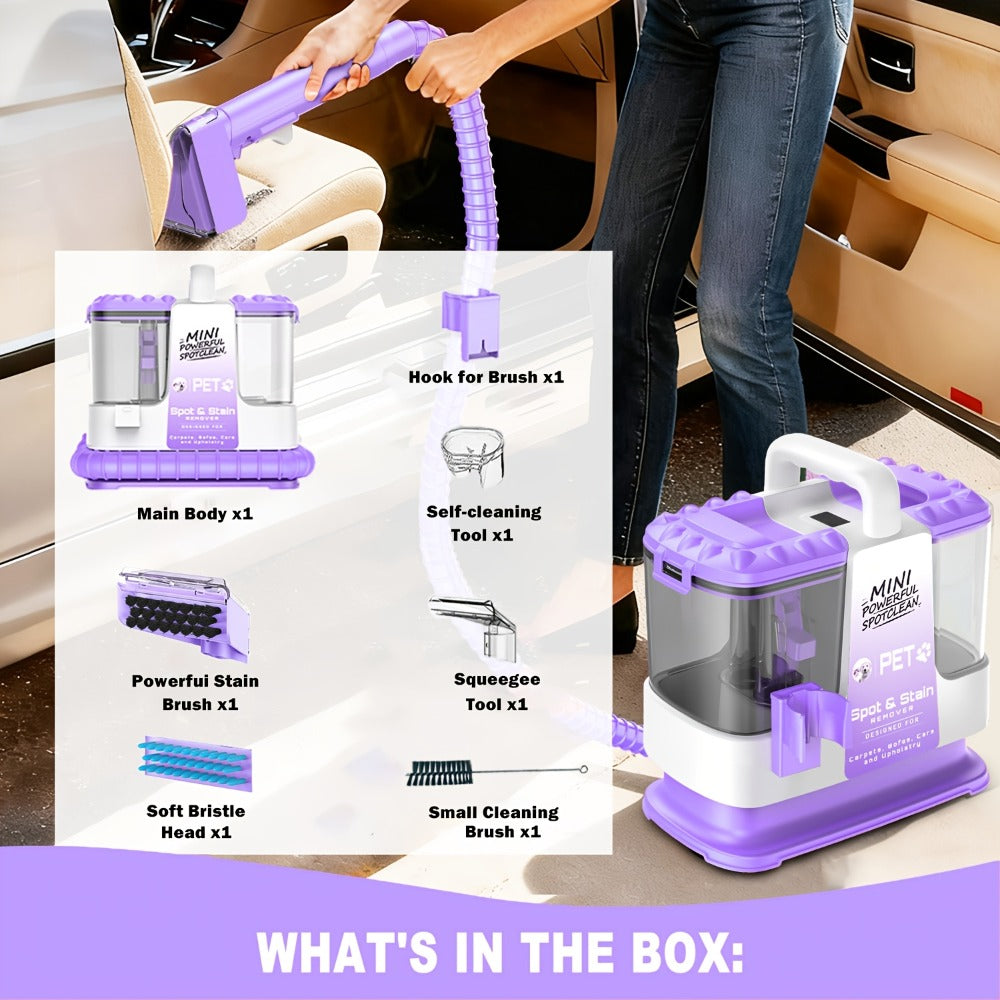 Portable Carpet Cleaner 25Kpa Upholstery Cleaner Machine with Dual Brush Heads Self-Cleaning for Entryways, Bedrooms and Living Spaces
