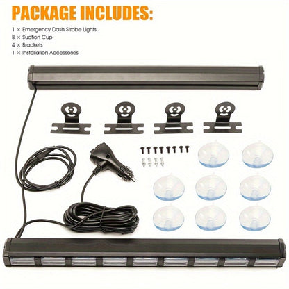 Visor Light Bar 162 LEDs 4-Color Switchable Emergency Warning Light Bar with 27 Flash Patterns Dual Switch Windshield Dash Lights for Trucks