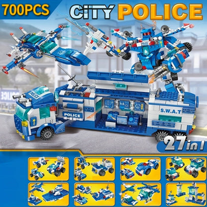 City Police Building Blocks Set 700 Pieces, Patrol Car Truck with Action Figures, Brick Toy for Boys Role Play STEM