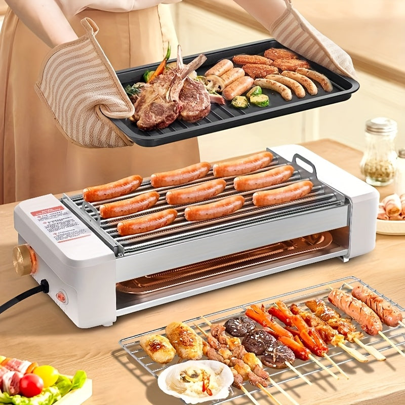 Sausage Grill 4-in-1 Multifunctional Electric Hot Dog Roller, Non-Stick Countertop Cooker with Adjustable Temperature