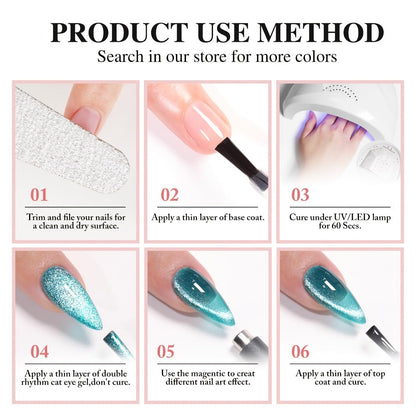Cat Eye Gel Nail Polish Jelly Blue 0.54oz Sheer Glass-Like Finish – UV LED Soak-Off Long-Lasting Gel Polish for Manicure & Pedicure
