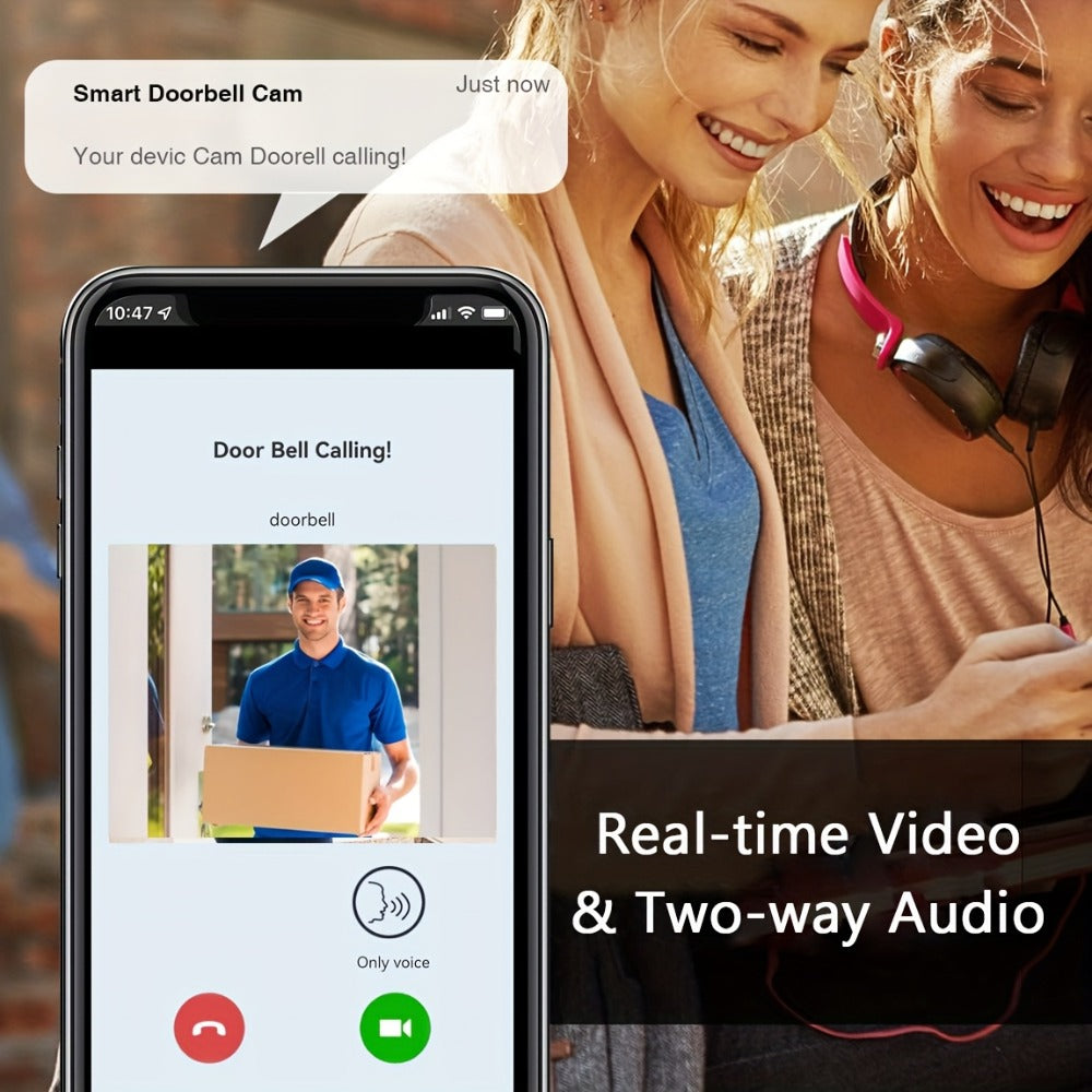 Video Doorbell 960p Wireless Camera with Voice Changer, Night Vision, Two-Way Audio and Single or Two-Pack Options