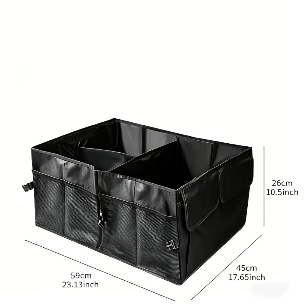 Car Trunk Storage Bag – Large Capacity Insulated Foldable Box with Handle for SUVs & Sedans, Sturdy Car Parts & Tools Organizer, Black