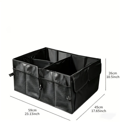 Car Trunk Storage Bag – Large Capacity Insulated Foldable Box with Handle for SUVs & Sedans, Sturdy Car Parts & Tools Organizer, Black