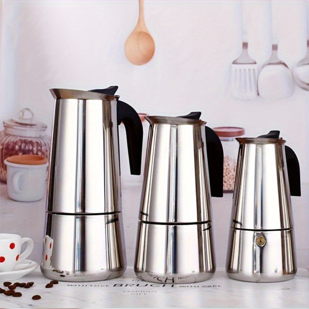Stainless Steel Moka Pot Italian Espresso Maker – 2/4/6/9 Cup Stovetop Coffee Maker, Straight Style Moka Express for Home