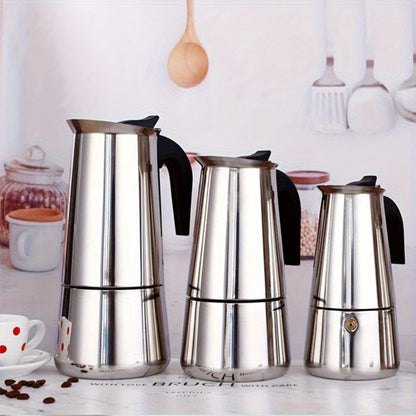 Stainless Steel Moka Pot Italian Espresso Maker – 2/4/6/9 Cup Stovetop Coffee Maker, Straight Style Moka Express for Home