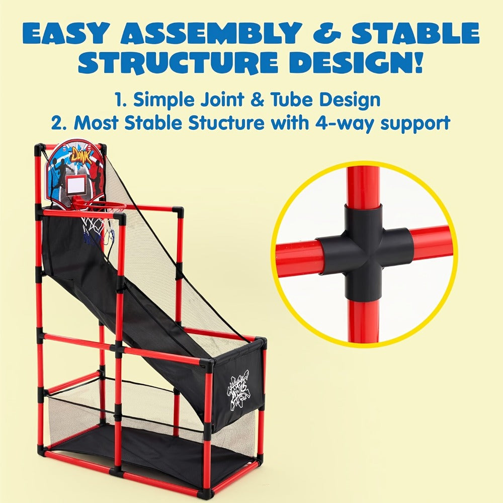 Kids Adjustable Basketball Hoop Set Arcade-Style Stand 4 Balls Air Pump with the Listed Color, Size or Set Options for Everyday Use