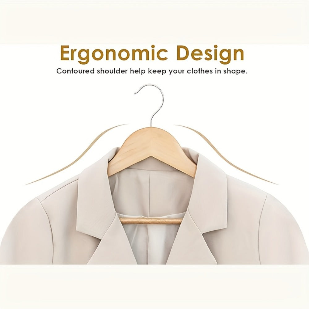 Premium Wooden Hangers with 360° Rotatable Hook & Shoulder Grooves | Slim Durable Wood Coat Suit Hangers | 10 20 30 Pack Closet Organizer