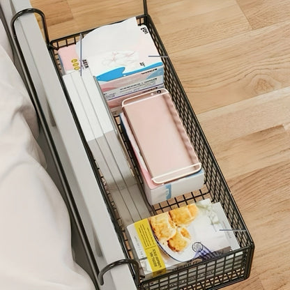 Over Door Hanging Basket Storage Rack - Woven Mesh Metal Organizer Shelf for Bedroom Dorm Wardrobe Closet