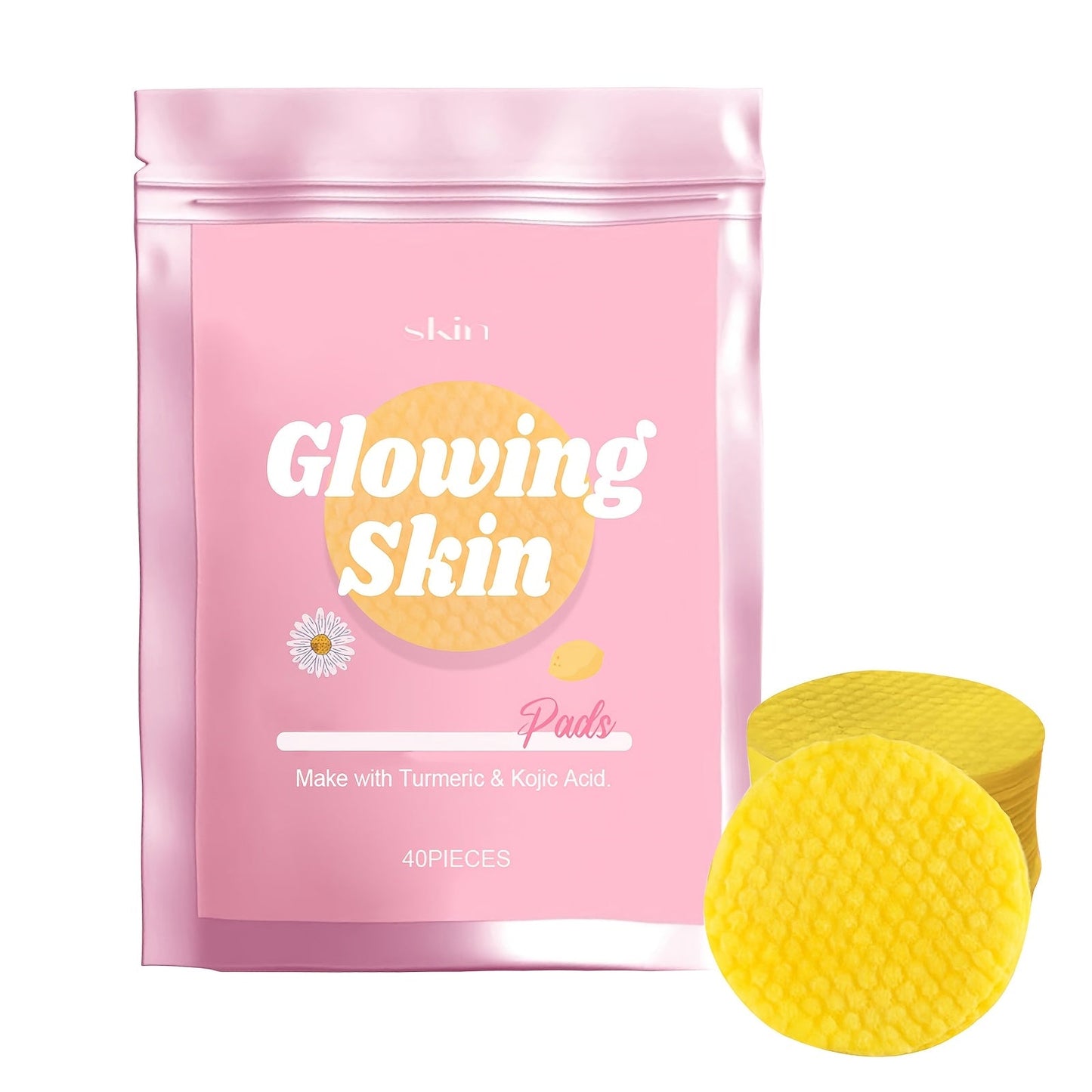 Turmeric Kojic Acid Facial Cleansing Pads Remover 40/80pcs, Exfoliating Toner Wipes for, All Skin Types