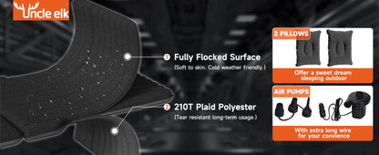 SUV Air Mattress for Camping Inflatable Car Bed with Air Pump 2 Pillows Flocking Surface Portable Sleeping Pad for SUV Backseat Road Trip