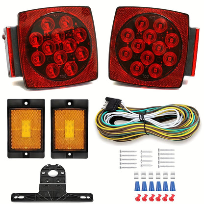 12V LED Trailer Tail Lights Kit – Stop, Turn Signal, Brake & License Plate Light for Trailers Under 80" – Boat, RV, Camper, Truck