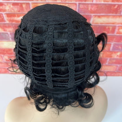 Synthetic Wig 4-Inch Dark Brown Body-Wave Pixie Bob with Four Color Options for Festival Looks