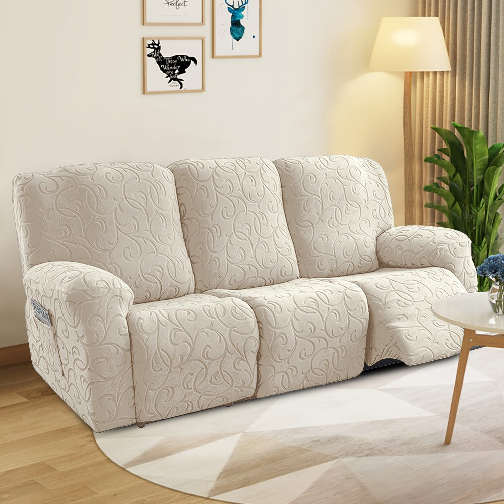 Recliner Slipcover, One-Piece Hooked Chenille Stretch Cover for Three-Seat Sofa in Three Colors