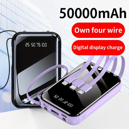 Power Bank 50000mAh 22.5W with Integrated Cable Array, Digital Display and LED Flashlight in Two Colors