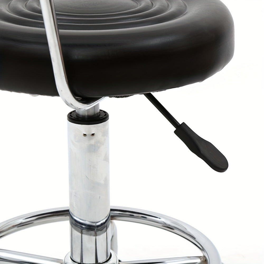 Cushioned Salon Stool with Backrest & Adjustable Height 18.9"-22.8" – Round 360° Swivel Chair for Hair Salon Spa Barbershop Office Home