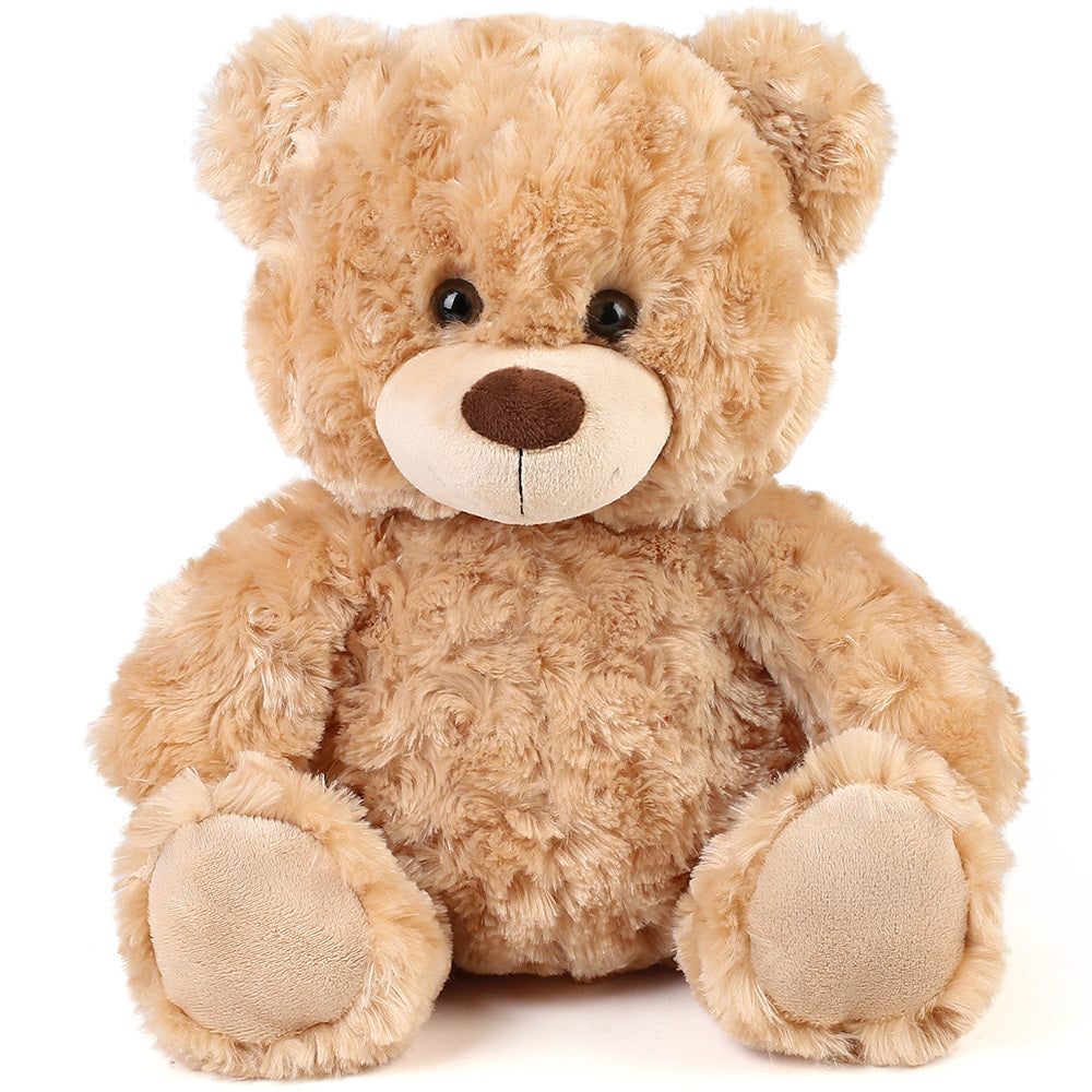 Plush Toy Shaggy Brown Teddy Bear 15-Inch with Sitting 12-Inch Format and Classic Bow for Display