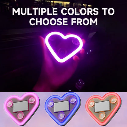 Car Interior Neon Heart Lights Solar USB Rechargeable 5 Lighting Modes Vibration-Sensing Auto On/Off Dashboard Decoration for Cars Trucks