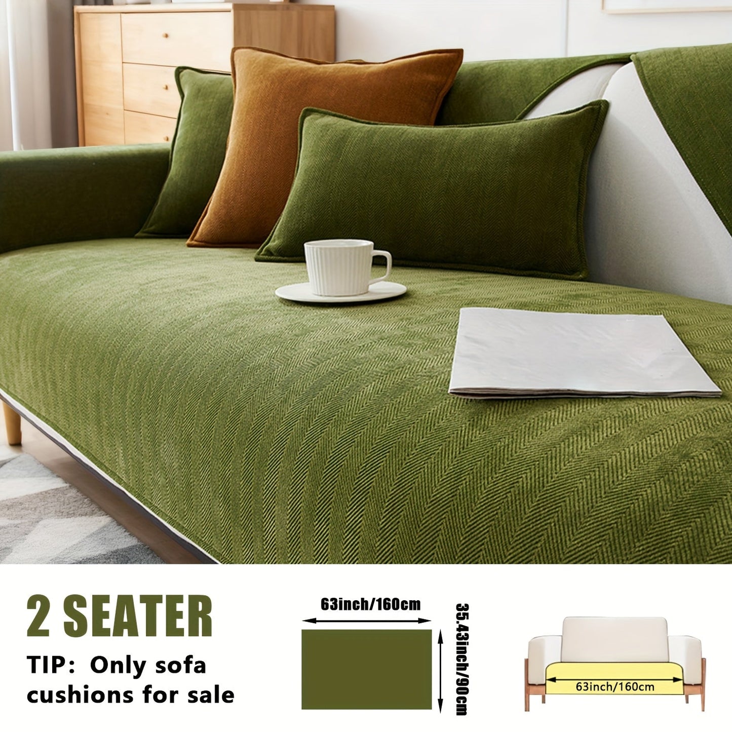 Sofa Cover Ribbed Chenille Stretch Panels for 1 to 4 Seats, Armrests or Cushions with Model-Specific Size and Color Options