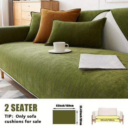 Sofa Cover Ribbed Chenille Stretch Panels for 1 to 4 Seats, Armrests or Cushions with Model-Specific Size and Color Options