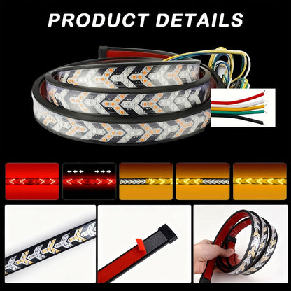 LED Tailgate Light Bar 60 Inch – Fishbone Arrowhead Strip Light for Truck, Pickup, SUV & Trailer | DC 12V 24V | No-Drill Install | Anti