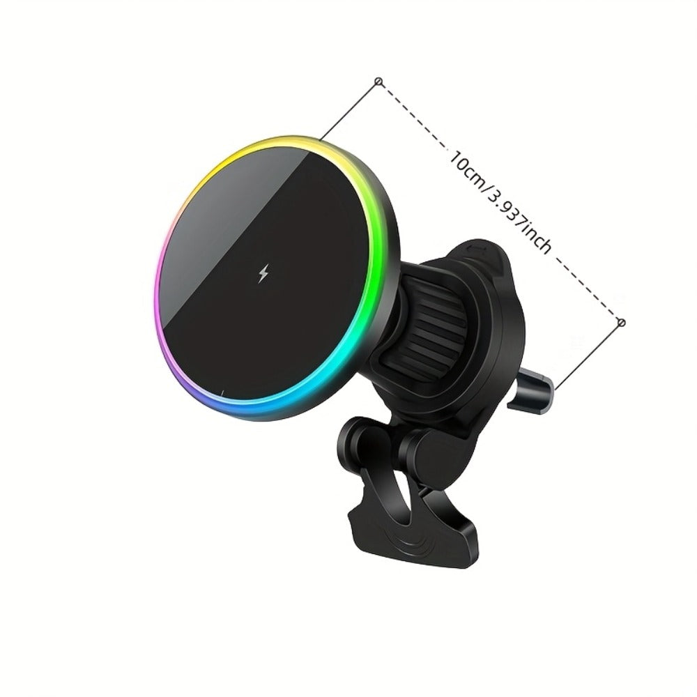 Wireless Car Charger with USB-C Adapter Included 15W Magnetic Vent Dashboard Phone Mount for iPhone 17 16 15 14 13 12 Pro Max