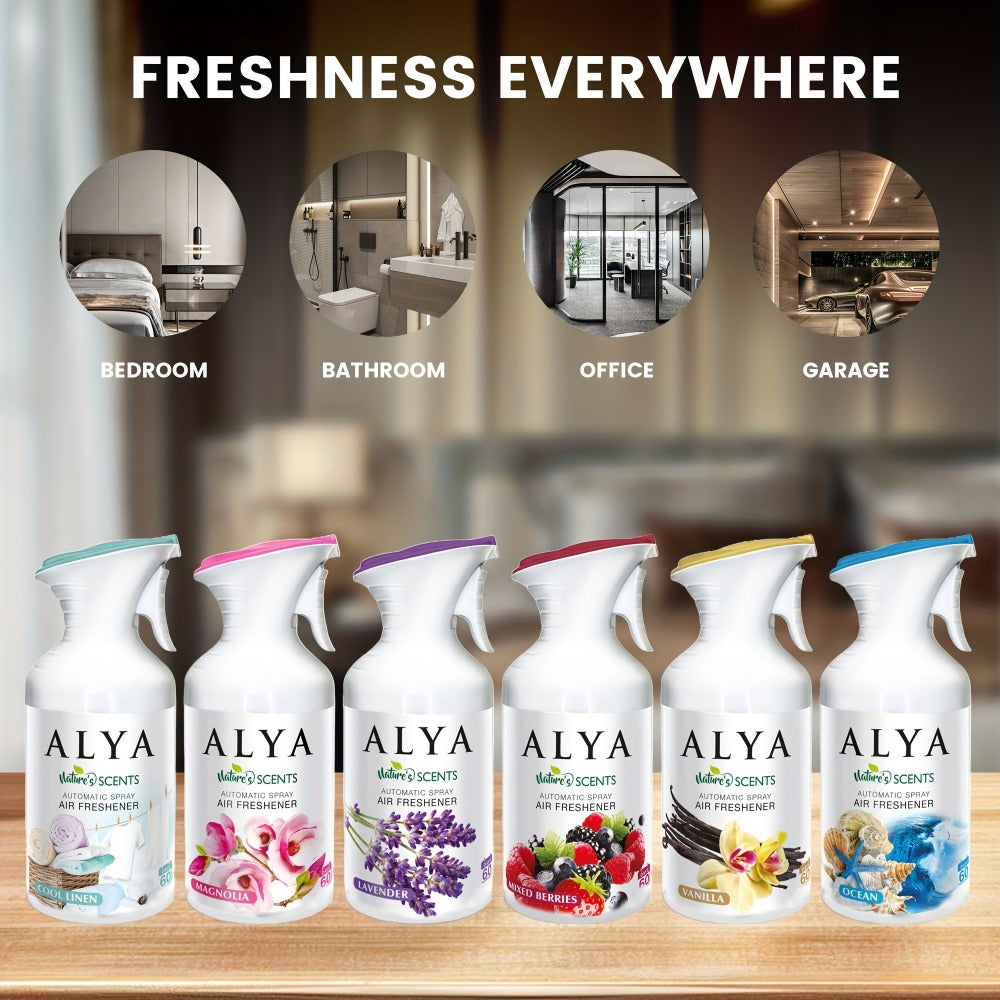 Aromatherapy Air Freshener Spray 8.45oz, 6 Scents: Lavender, Magnolia, Mixed Berries, Ocean, Cool Linen & Vanilla