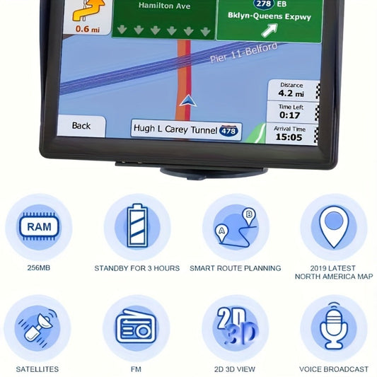 7-Inch GPS Car Navigation System with Touchscreen & RDS Traffic Update, HD Display Android Navigator for Cars & Trucks