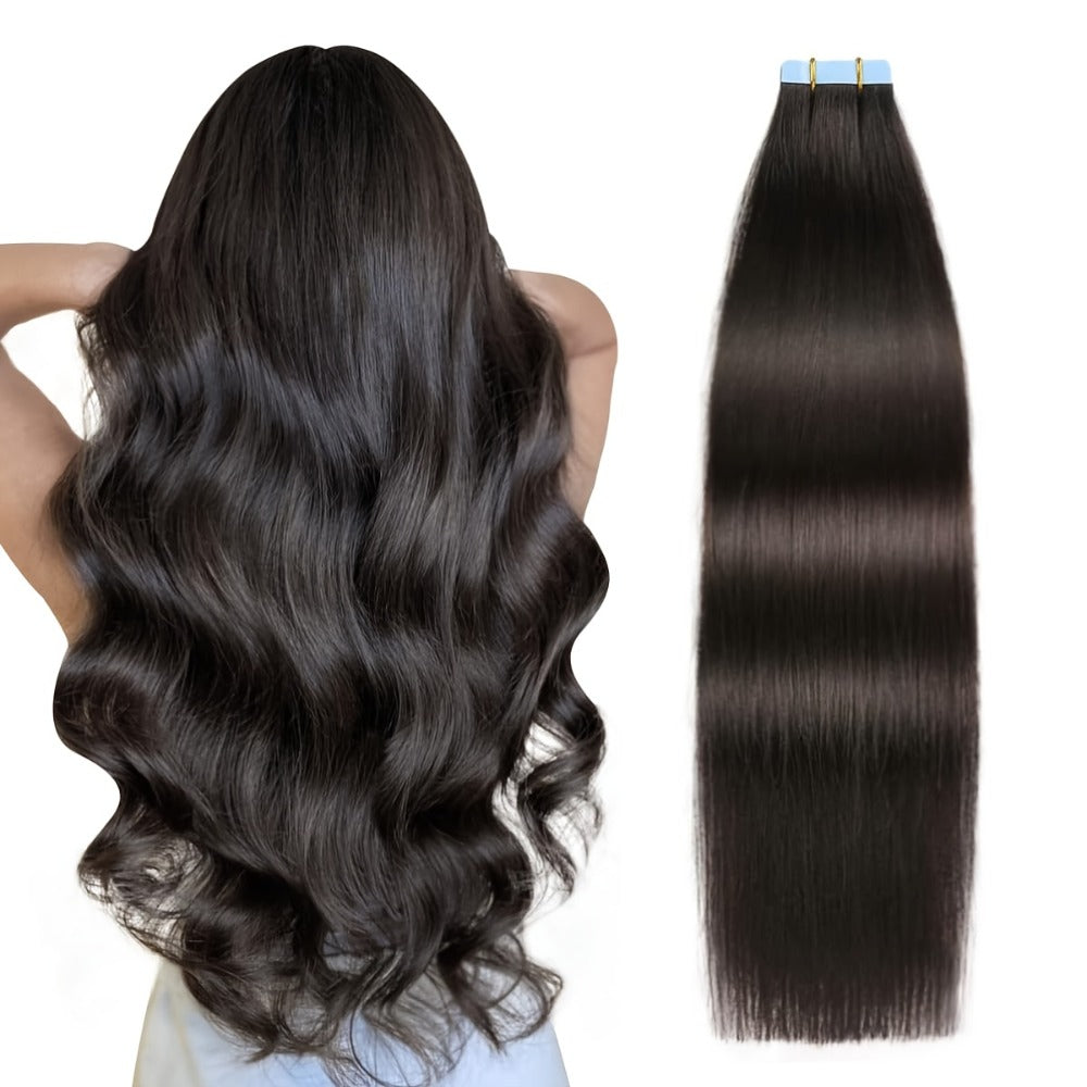 Tape In Hair Extensions Human Hair Straight Natural Black 1B Seamless Skin Weft 10pcs 30g 16 20 22 24 Inch Invisible Blend for Volume