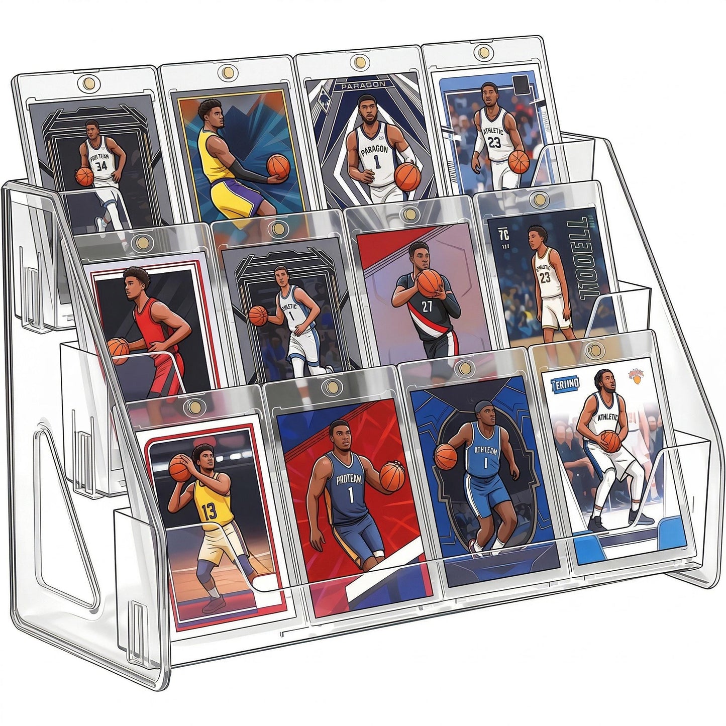 PSA BGS SGC Graded Card Display Stand – 3 or 5-Tier Vertical Collectible Card Showcase, Snap-In Assembly No Tools Desktop Holder