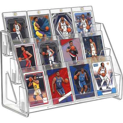 PSA BGS SGC Graded Card Display Stand – 3 or 5-Tier Vertical Collectible Card Showcase, Snap-In Assembly No Tools Desktop Holder