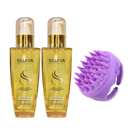 Moroccan Argan Oil Hair & Skin Treatment with Applicator Brush 2.4oz - Anti Frizz Smoothing for Bath Time, Home Spa and Personal Care