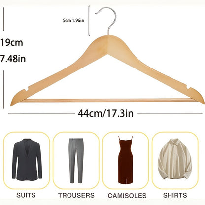 Solid Wood Clothes Hangers, 10/20/30 Pack Champagne Sturdy Wooden Coat Hangers for Jackets, Dresses & Heavy Coats