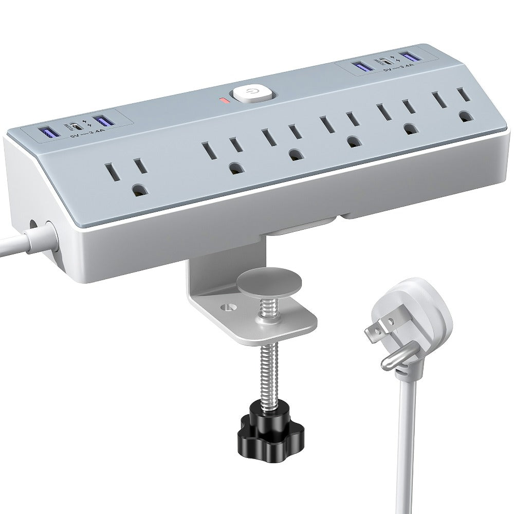 Desk Clamp Power Strip with USB-C PD 20W Fast Charging - 4 AC Outlets 4 USB Ports Surge Protector for an Everyday Personal Care Routine