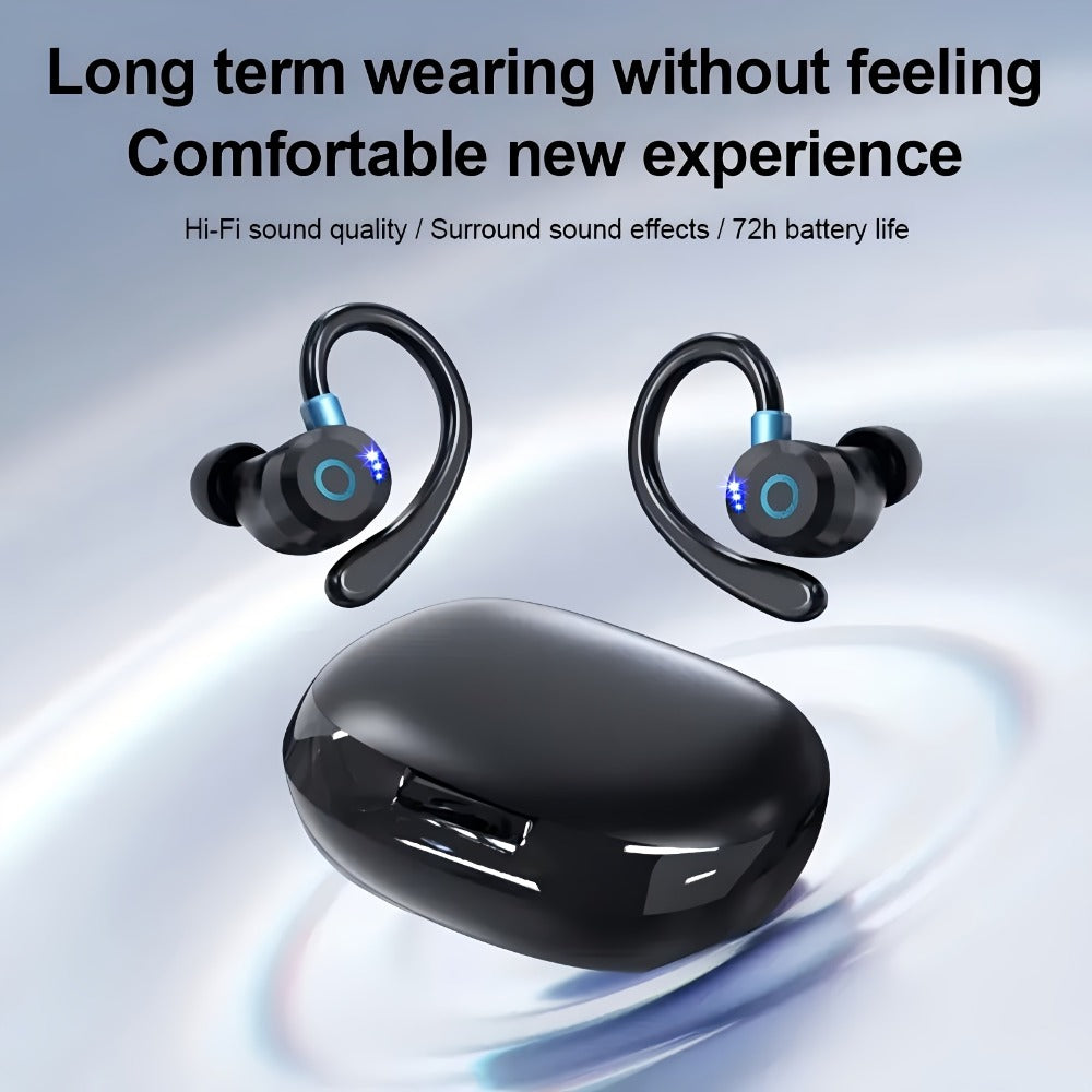 Wireless Earbuds Stereo In-Ear with LED Display Case, Touch Controls and Black, Blue or White Options