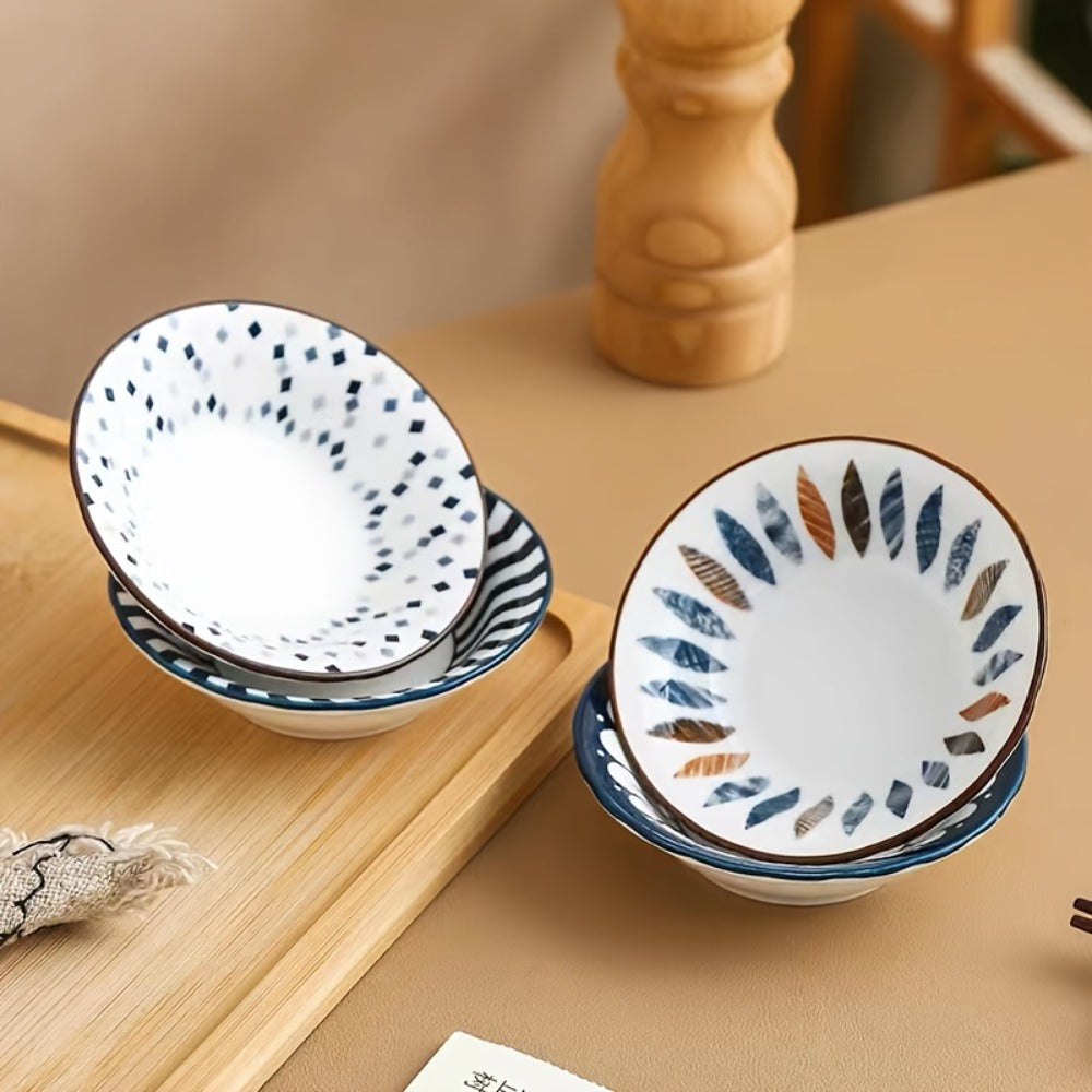 Dipping Sauce Dish Set 10/12 Piece Bohemian Ceramic for Home Cooking, Dining and Outdoor Meals