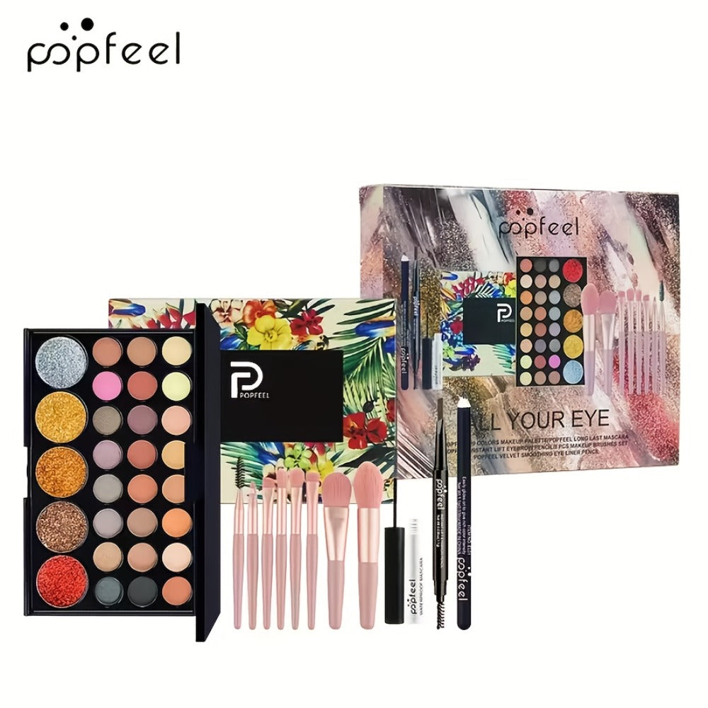 Full Face Makeup Kit All-in-One Complete Beauty Set with Foundation Blush Eyeshadow Palette Mascara & Brush