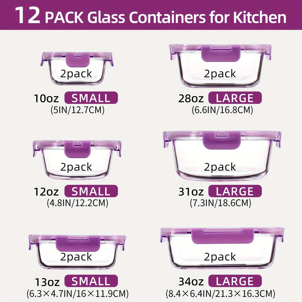 Glass Food Storage Containers with Airtight Lids – Borosilicate Glass Meal Prep Containers Set, Microwave Dishwasher Freezer Safe