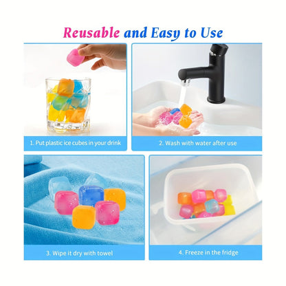 Reusable Plastic Ice Cubes 60/90/120/165 PCS - Non-Melting Non-Diluting Refreezable Ice Cubes for Whiskey
