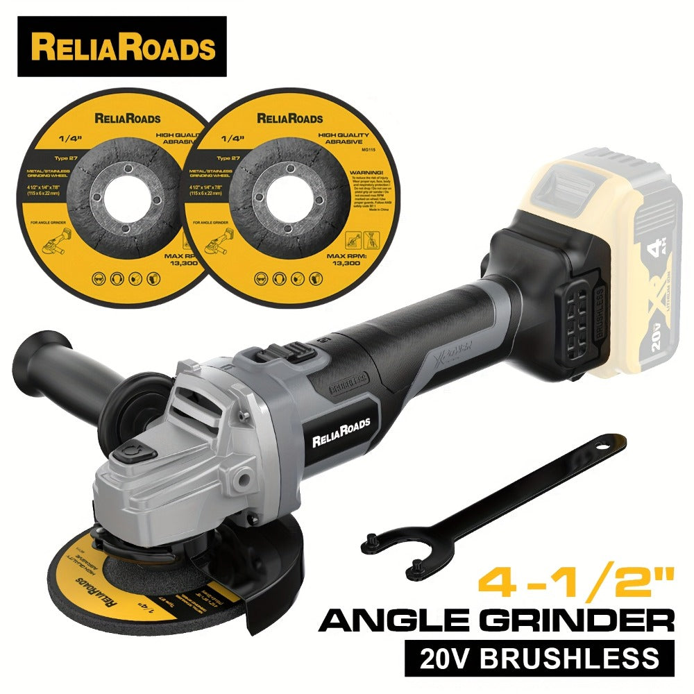 Brushless Angle Grinder for Dewalt 20V Battery - 4-1/2 Inch 9000 RPM with Grinding Wheels, Start & Safety Brake for Grinding