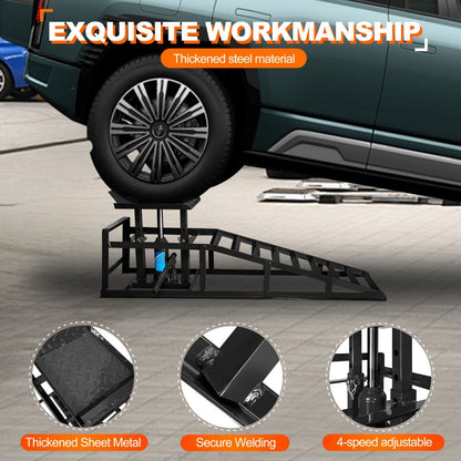 Car Ramps 2-Pack Hydraulic High Lift 11, 050 lb Capacity Low Profile with Support Jack – Oil Change Service Ramps for Car Truck Trailer