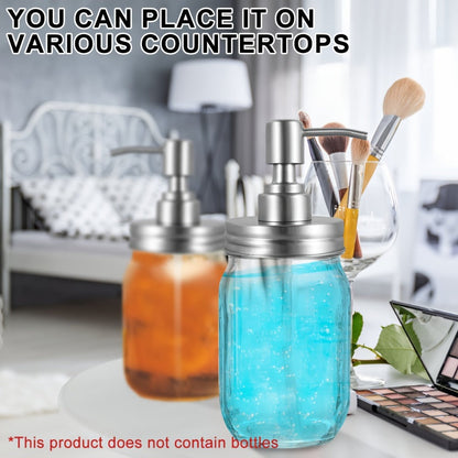 Mason Jar Soap Dispenser Pump Lids 4 Pack – 304 Stainless Steel Regular Mouth Mason Jar Pump Replacement, Leakproof Gasket