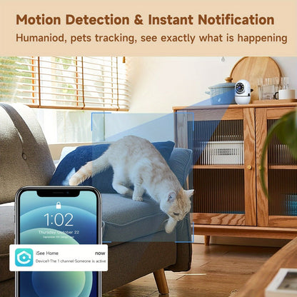 Security Camera 1080P Indoor PTZ Model with 355 Pan-Tilt, Dual-Band WiFi, Two-Way Audio and Three Pack Sizes