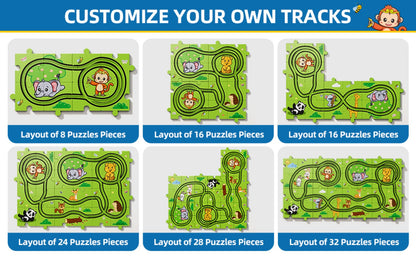 Jigsaw Puzzle Race Track Car Set Toy for Boys Kids, 39 56 73 PCS Flexible Building Track with Toy Cars