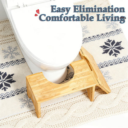 Toilet Stool Foldable Bamboo Squatting Stool – Ergonomic 7-Inch Height for Natural Constipation Relief | Collapsible Non-Slip Bathroom