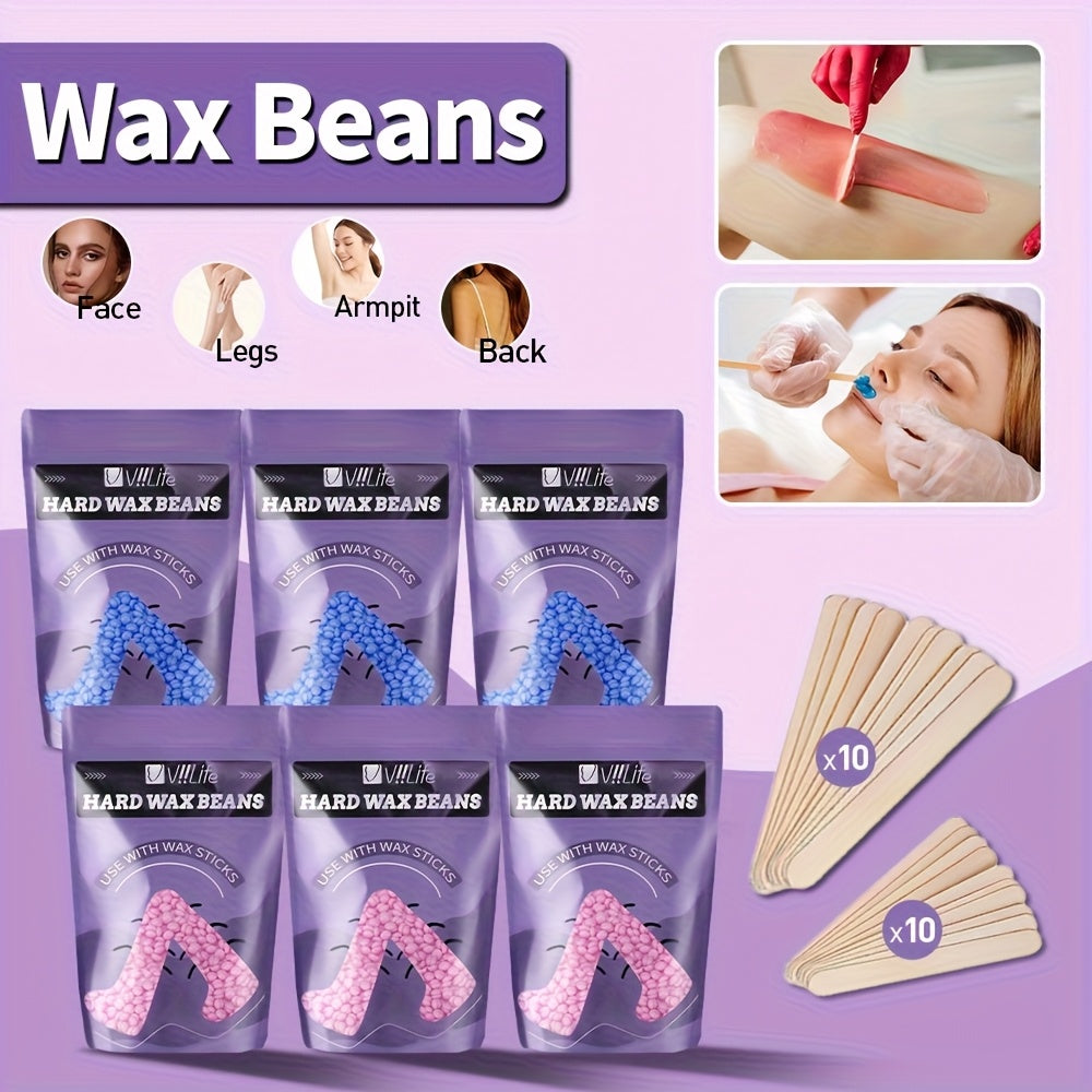 Hard Wax Warmer Kit 43 Piece Complete Home Waxing Set with Pink Hard Wax Beads – No Strip Hair Removal for Face Eyebrow Body Brazilian