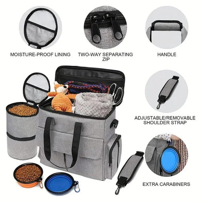 Dog Treat Pouch 5-Pack – Large Capacity Training Bag with Zip Closure, Durable Nylon Multi-Functional Outdoor Pet Carrier Bag for Dogs
