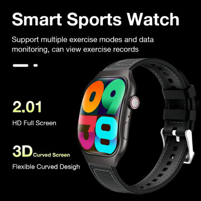 Smart Watch 2.01-Inch Curved Display with Music Control, Message Alerts and Slim Black Band