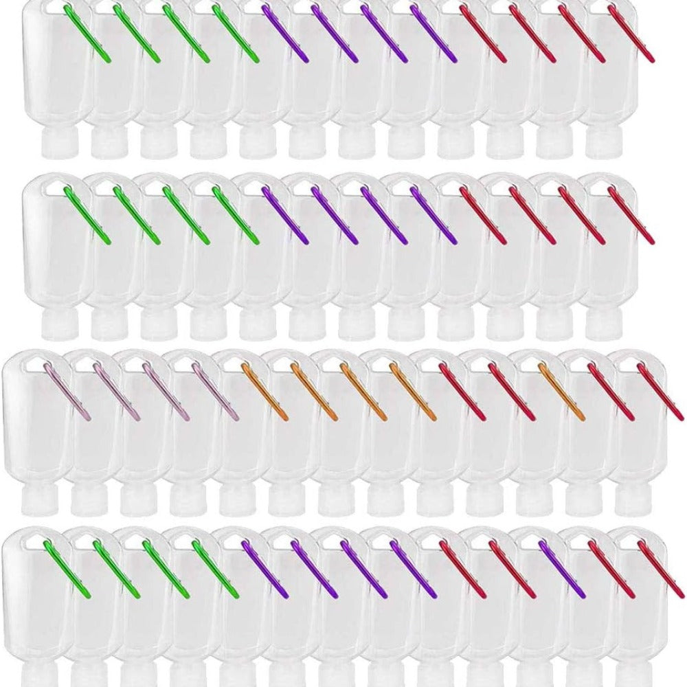 TSA Approved Travel Bottles with Keychain Leakproof Refillable Squeeze Containers 50-Pack Clear Plastic 1.7oz 50ML for Toiletries Lotion