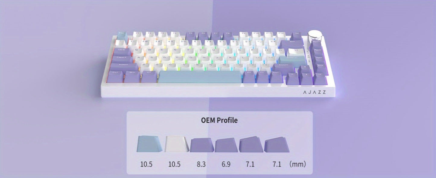 Hot Swap Gasket Mechanical Keyboard AJAZZ AK820 75%, Wireless 2.4GHz & Wired, Volume Knob, South-Facing RGB
